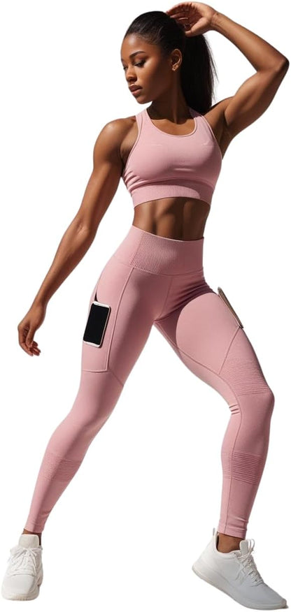 Misharen High-Waist Yoga Pocket Leggings for Women | Gym Pants | Workout & Sportswear | Stretchy | No Camel Toes, and Seamless Activewear | ملابس رياضية للنساء | بنطلون نسائي-4