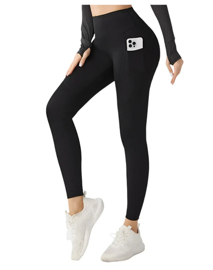 Misharen High-Waist Yoga Pocket Leggings for Women | Gym Pants | Workout & Sportswear | Stretchy | No Camel Toes, and Seamless Activewear | ملابس رياضية للنساء | بنطلون نسائي-0