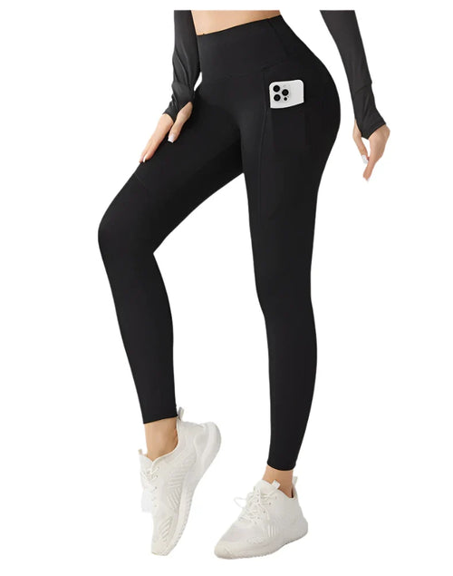 Misharen High-Waist Yoga Pocket Leggings for Women | Gym Pants | Workout & Sportswear | Stretchy | No Camel Toes, and Seamless Activewear | ملابس رياضية للنساء | بنطلون نسائي-0