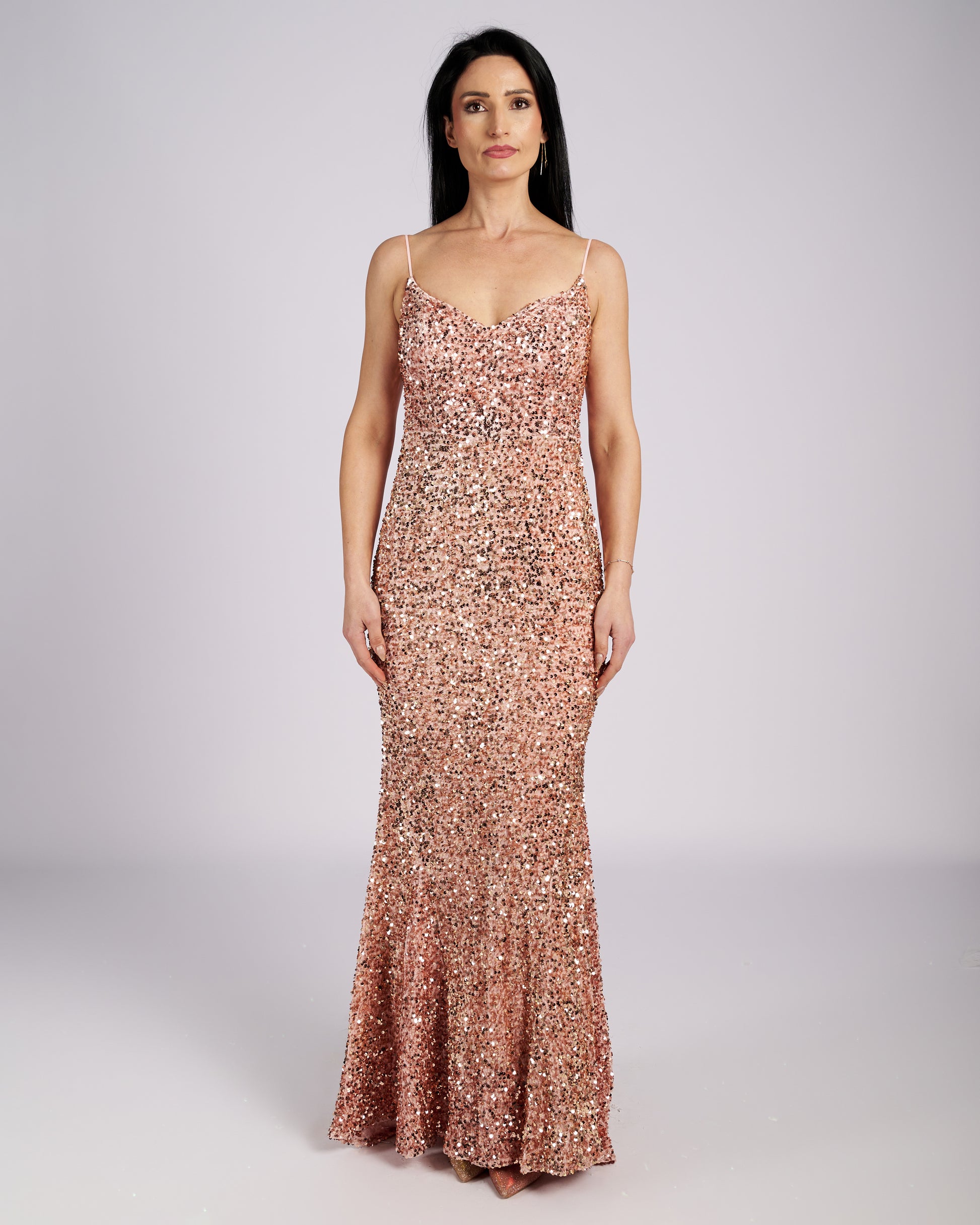 Pink Star Sequin Maxi Dress " evening dresses "-2