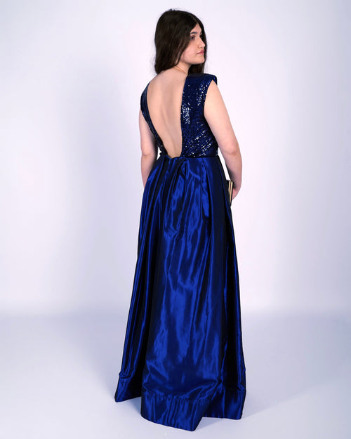 Josephine Royal Blue Sequin Taffeta Dress "evening dresses"-0