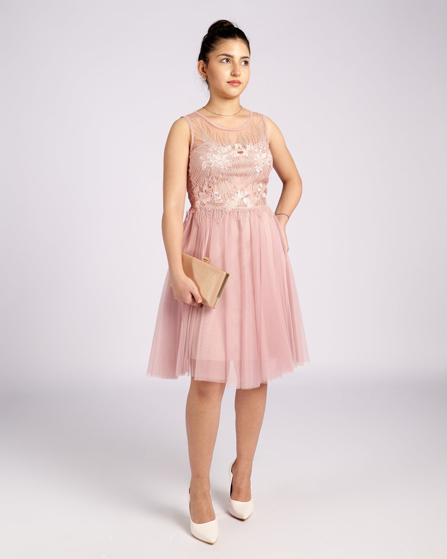 Mia Pink Tulle and Lace knee length Dress " evening dresses "-3