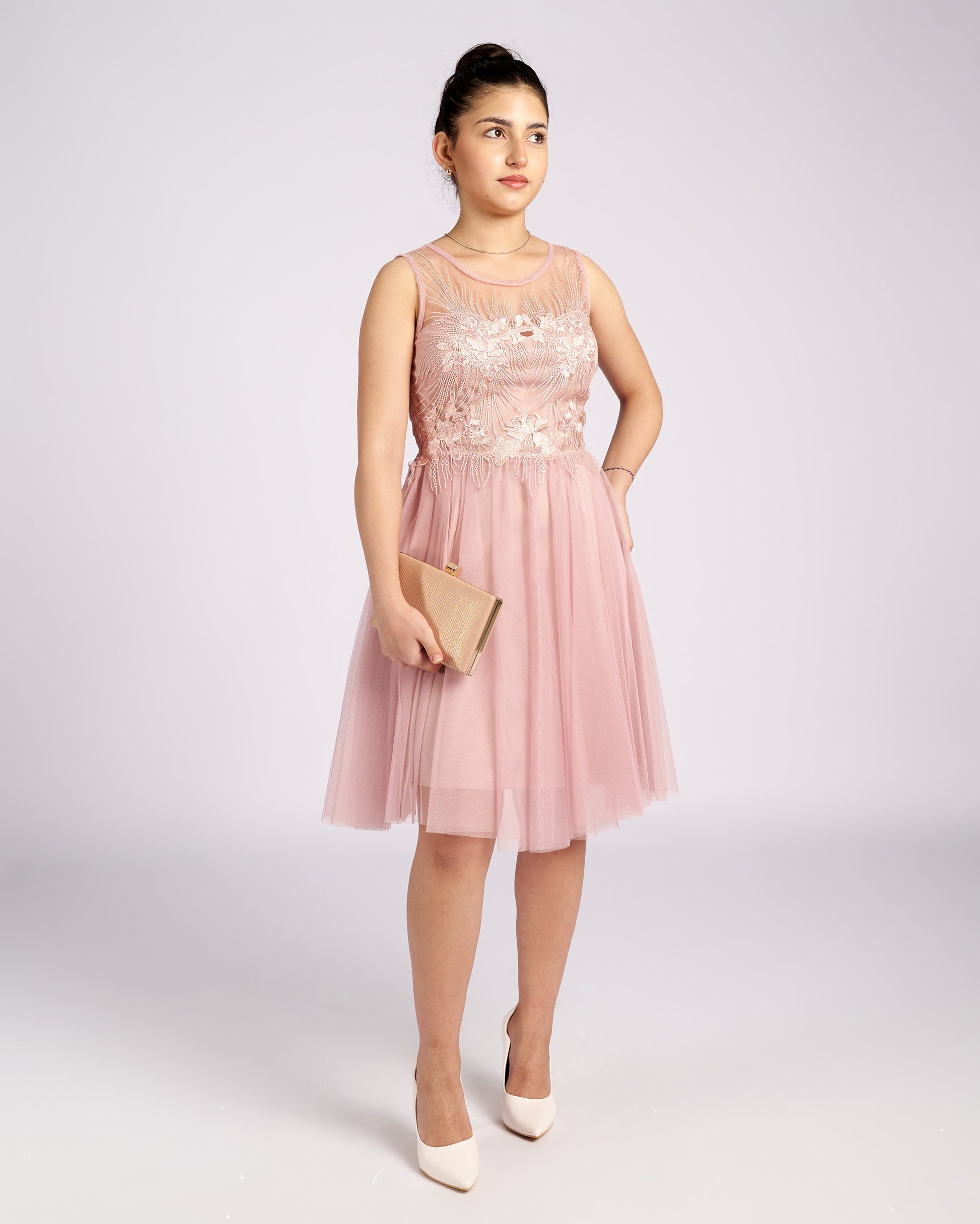 Mia Pink Tulle and Lace knee length Dress " evening dresses "-3