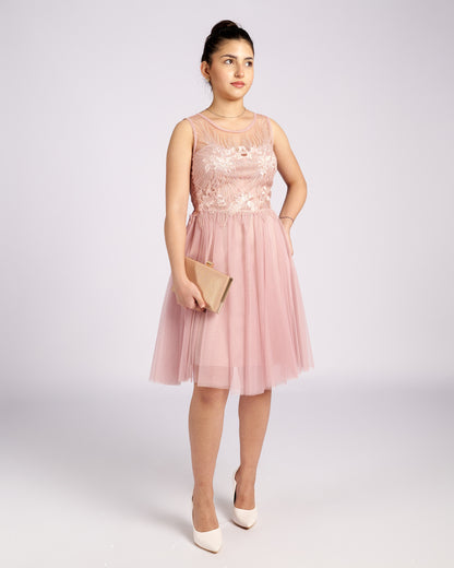 Mia Pink Tulle and Lace knee length Dress " evening dresses "-3
