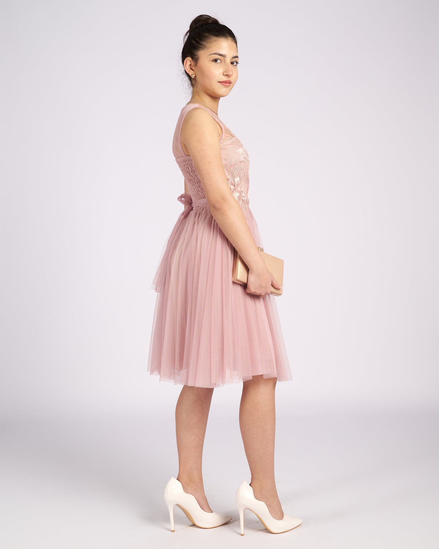Mia Pink Tulle and Lace knee length Dress " evening dresses "-2