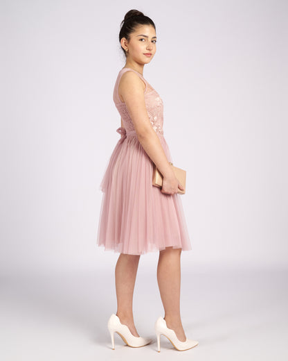 Mia Pink Tulle and Lace knee length Dress " evening dresses "-2