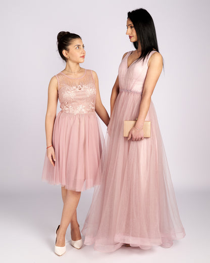 Mia Pink Tulle and Lace knee length Dress " evening dresses "-0