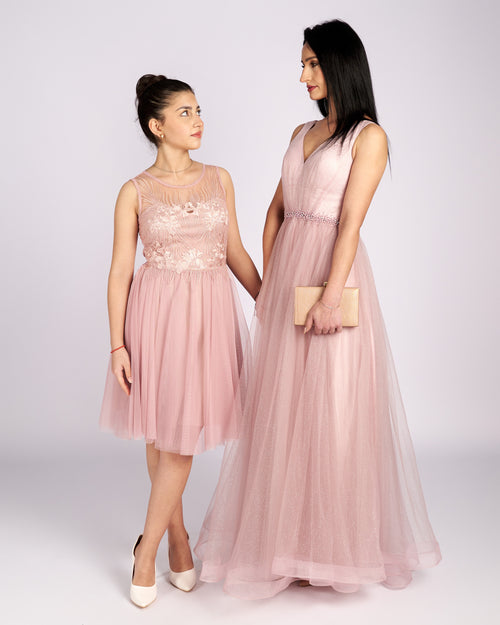 Mia Pink Tulle and Lace knee length Dress " evening dresses "-0