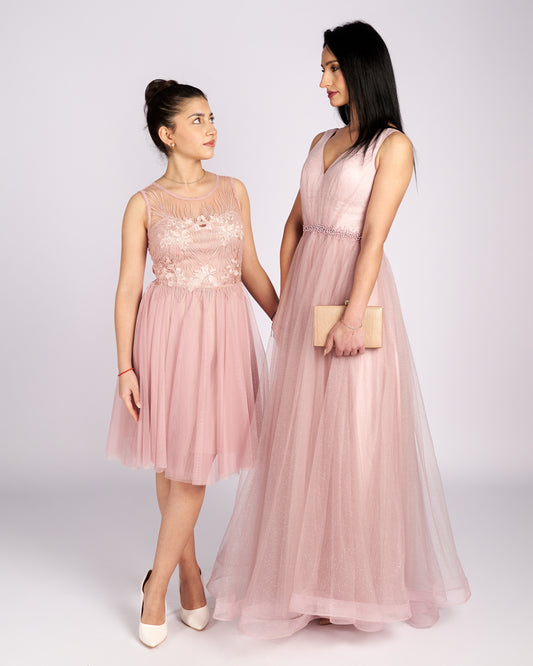 Mia Pink Tulle and Lace knee length Dress " evening dresses "-0