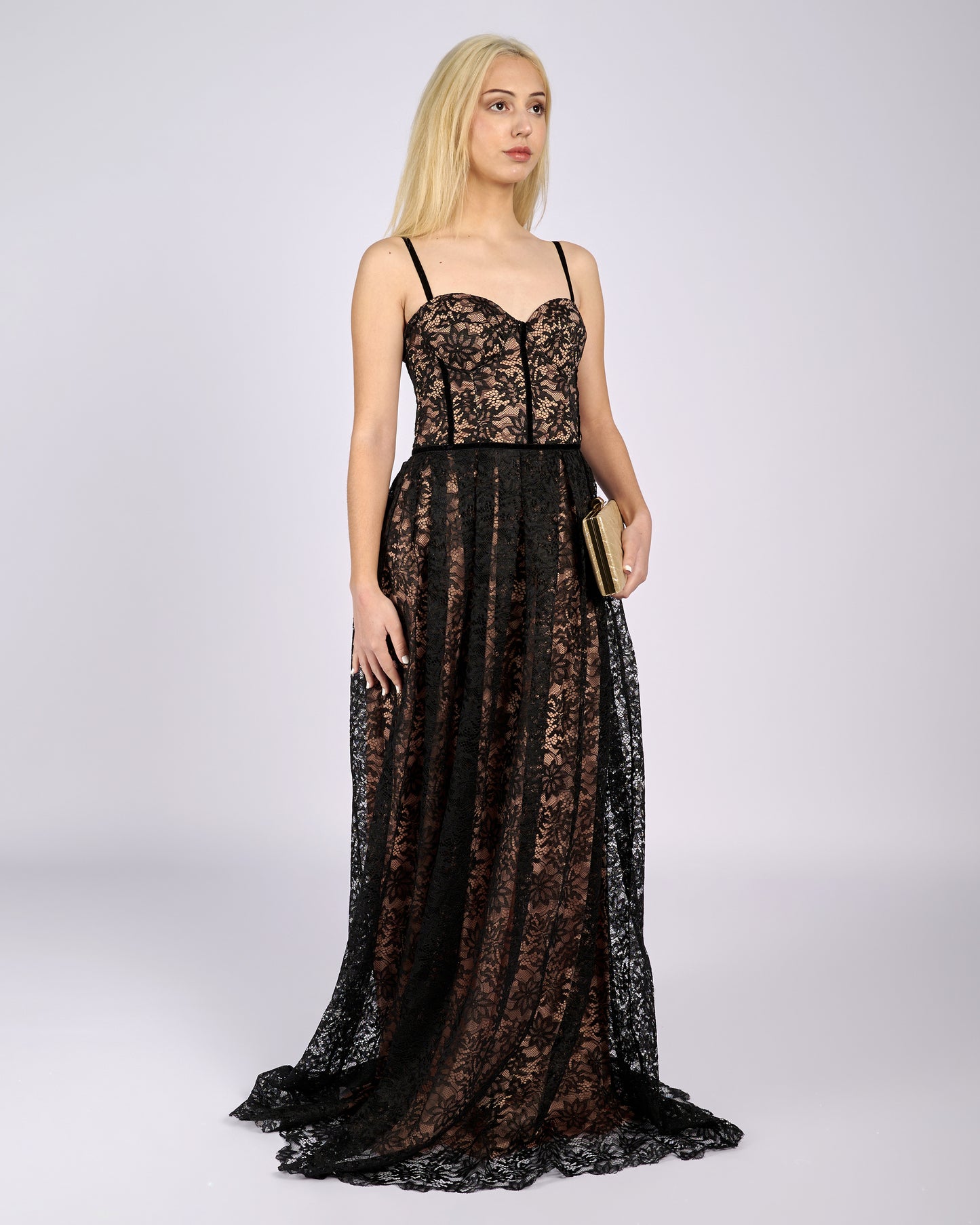 Stefania Black Floral Lace Maxi Dress Evening Dresses Stefania Black Floral Lace Maxi Dress-1