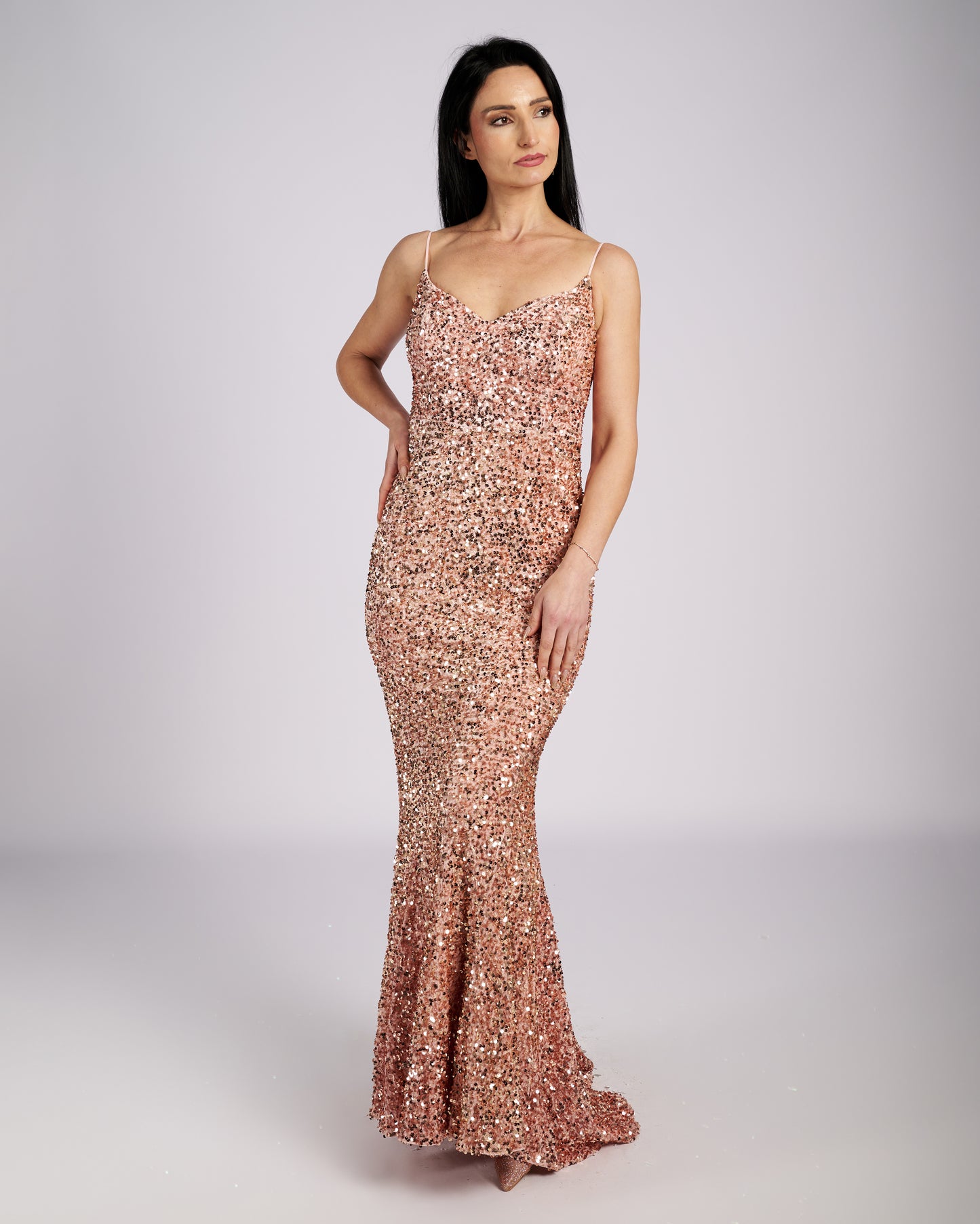 Pink Star Sequin Maxi Dress " evening dresses "-3