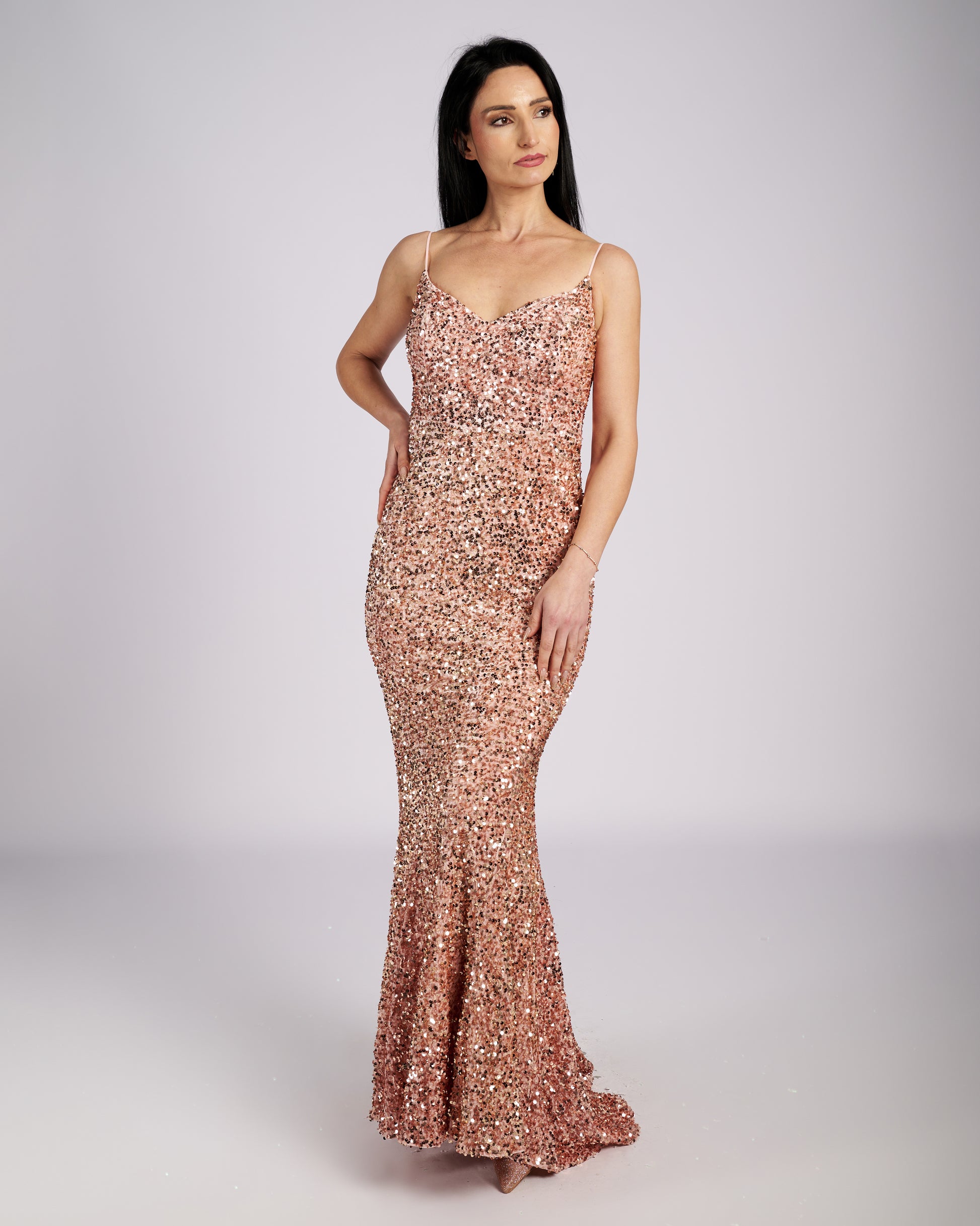 Pink Star Sequin Maxi Dress " evening dresses "-3