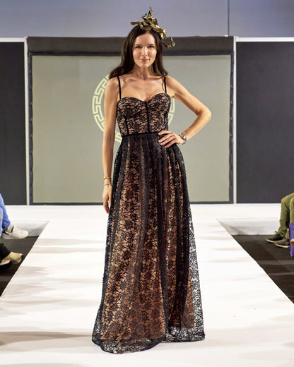 Stefania Black Floral Lace Maxi Dress Evening Dresses Stefania Black Floral Lace Maxi Dress-0