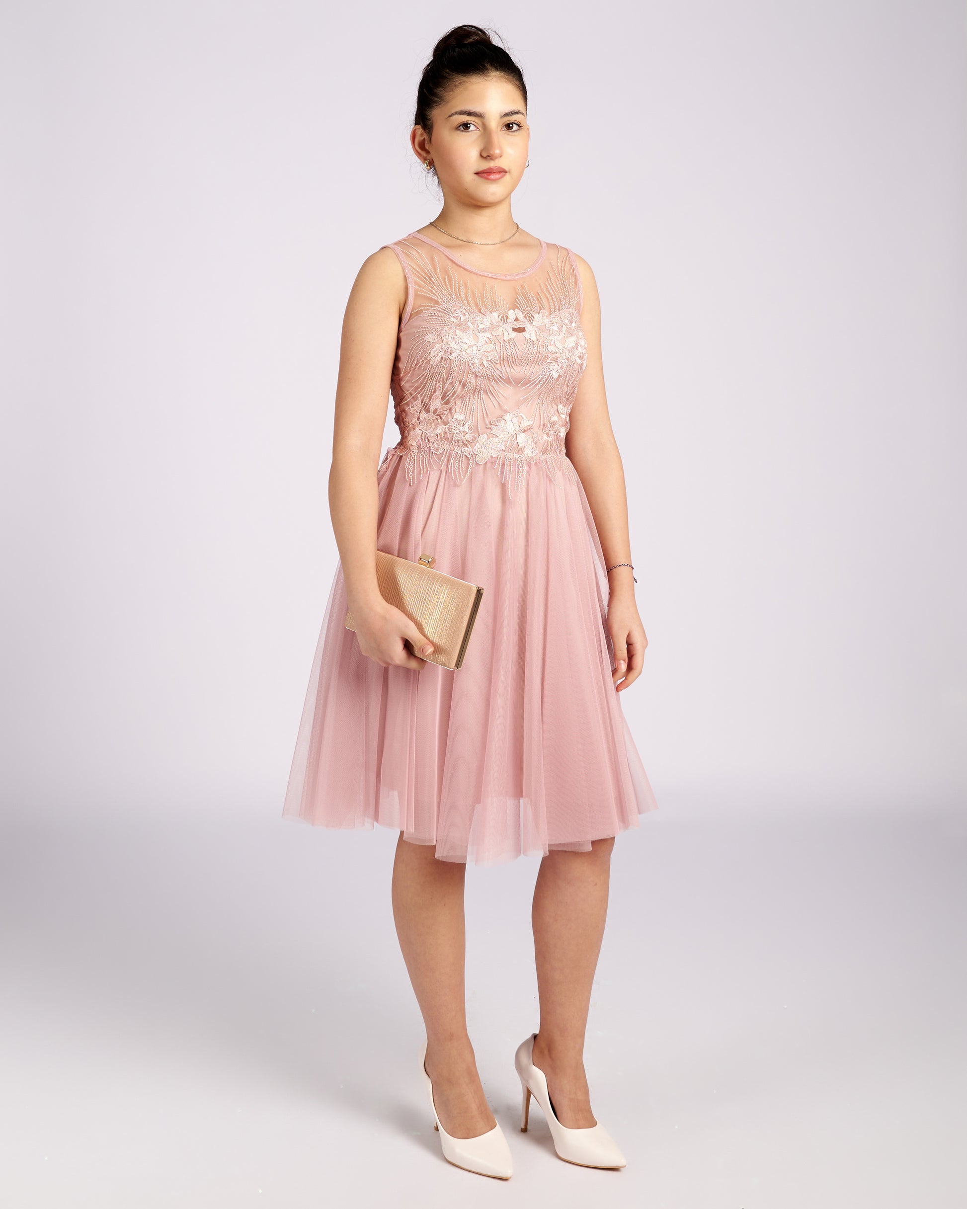 Mia Pink Tulle and Lace knee length Dress " evening dresses "-5
