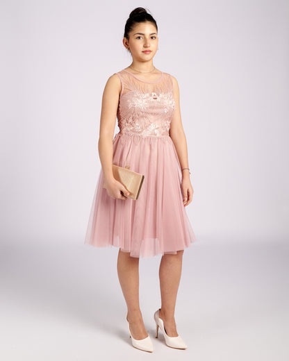 Mia Pink Tulle and Lace knee length Dress " evening dresses "-5