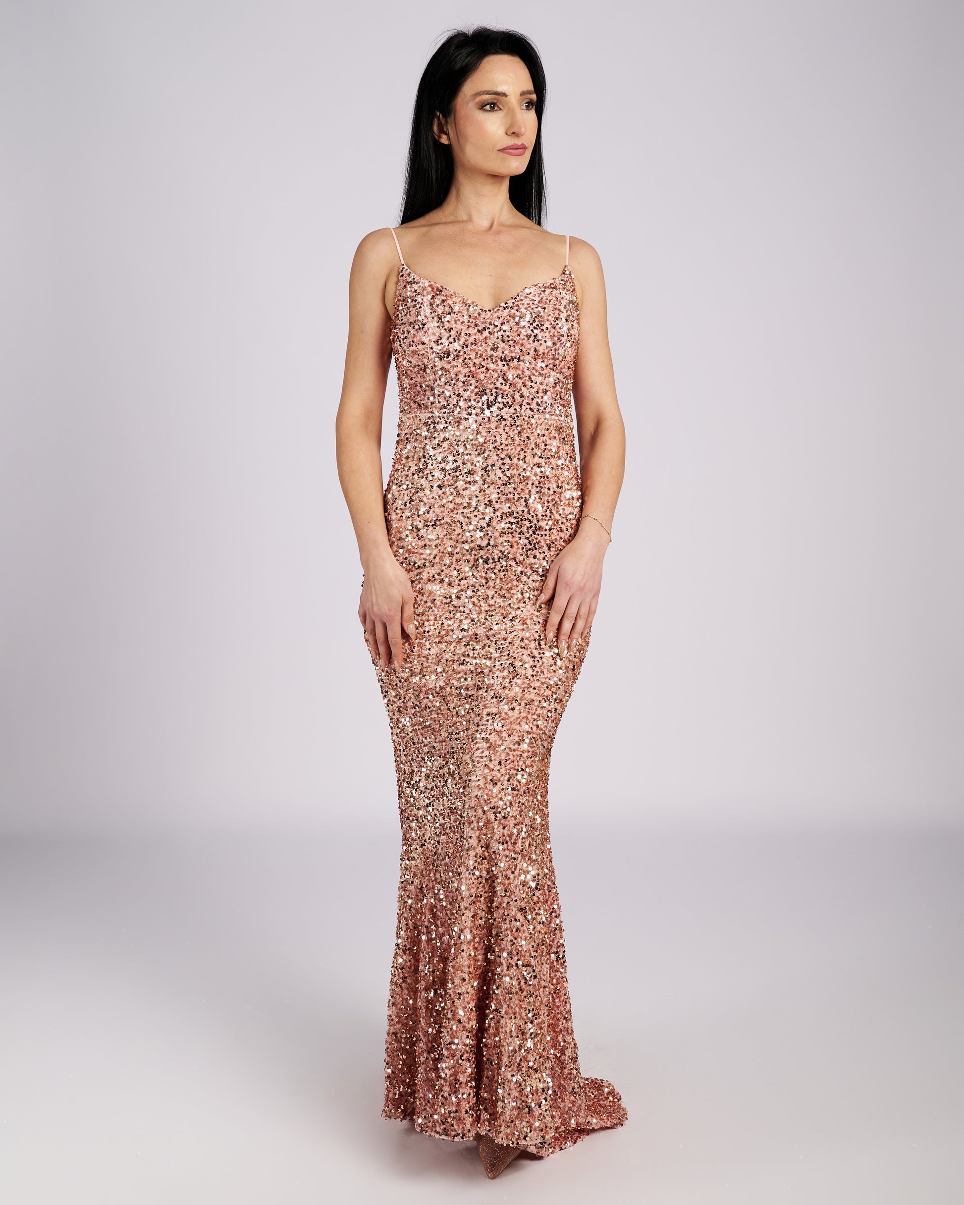 Pink Star Sequin Maxi Dress " evening dresses "-4