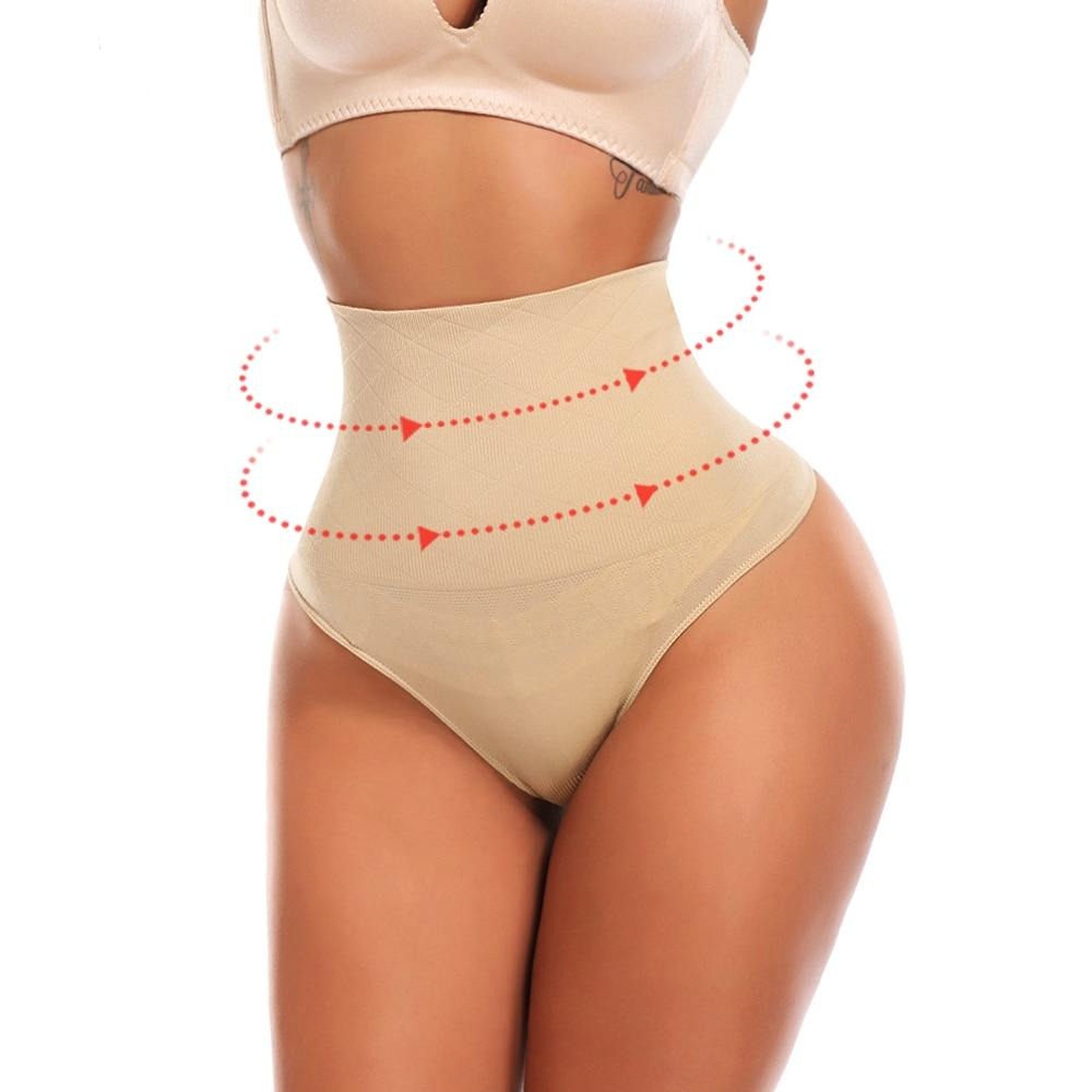 High Waist Thong Shapewear Panties for Women Seamless Tummy Control Underwear Slimming Body Shaper-0
