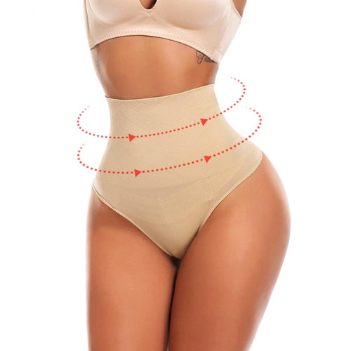 High Waist Thong Shapewear Panties for Women Seamless Tummy Control Underwear Slimming Body Shaper-0