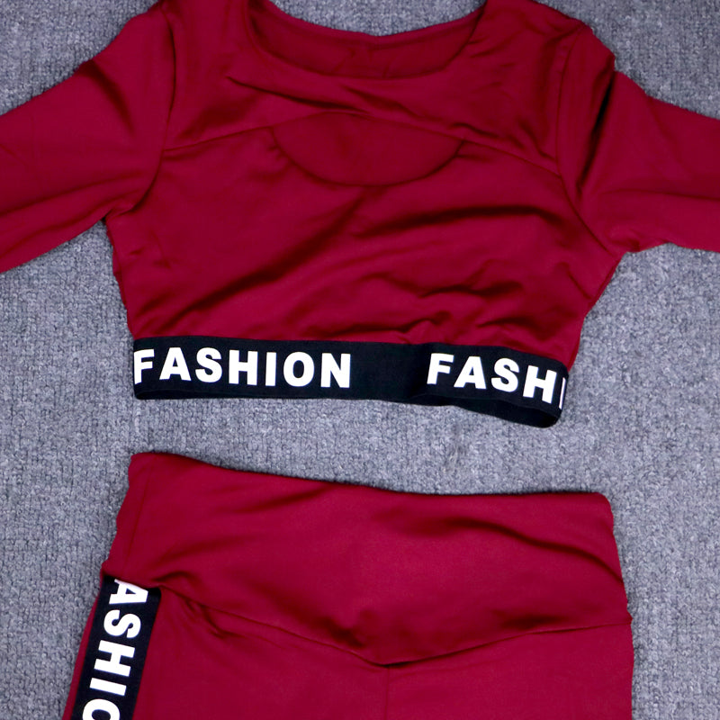 Women Fashion Letter Sport Leggings Bras Yoga Set Fitness Gym Wear-3