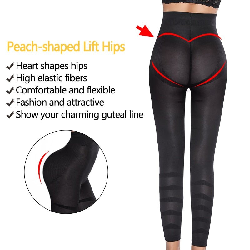 Women High Waist Leggings Tummy Control Shaper Tight Pants Shapewear Shaping Legins Workout Fitness Running Jeggings-3
