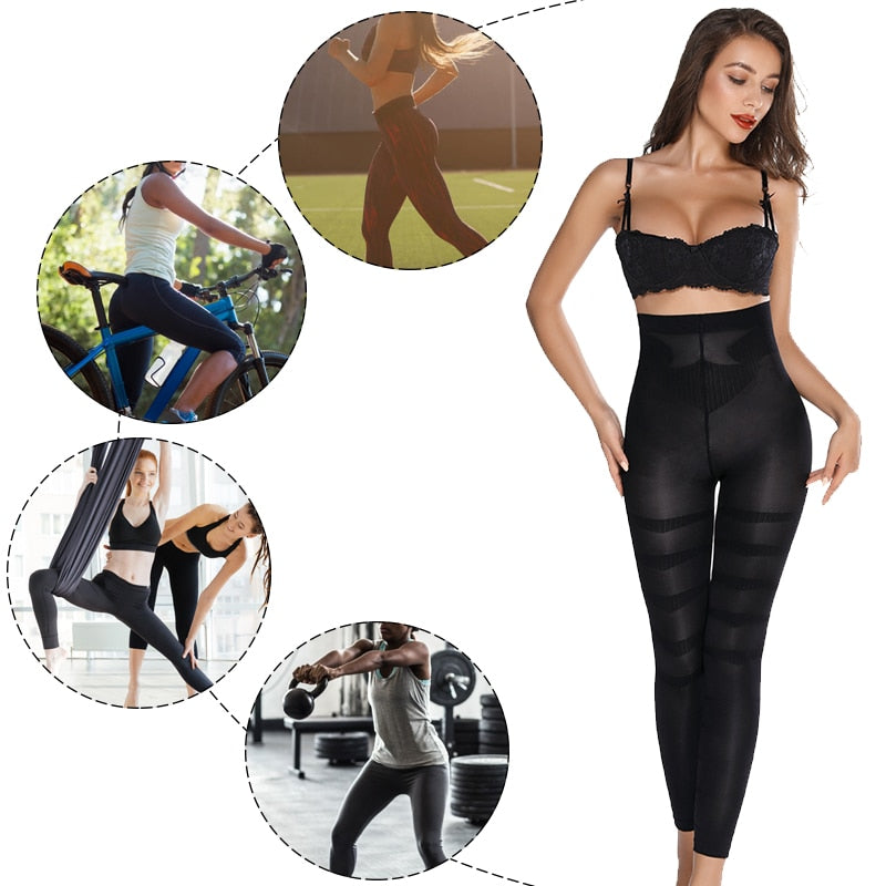 Women High Waist Leggings Tummy Control Shaper Tight Pants Shapewear Shaping Legins Workout Fitness Running Jeggings-2