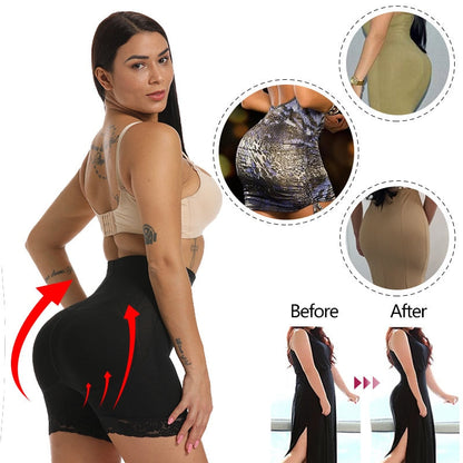 Women High Waist Lace Butt Lifter Body Shaper Tummy Control Panties Boyshort ASS Pad Shorts Hip Enhancer Shapewear-1