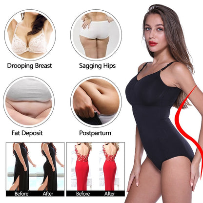Women Shaping Full Body Shaper V-neck Summer Tops Waist Trainer Butt Lifter Bodysuits Postpartum Shapewear Slimming Underwear-1