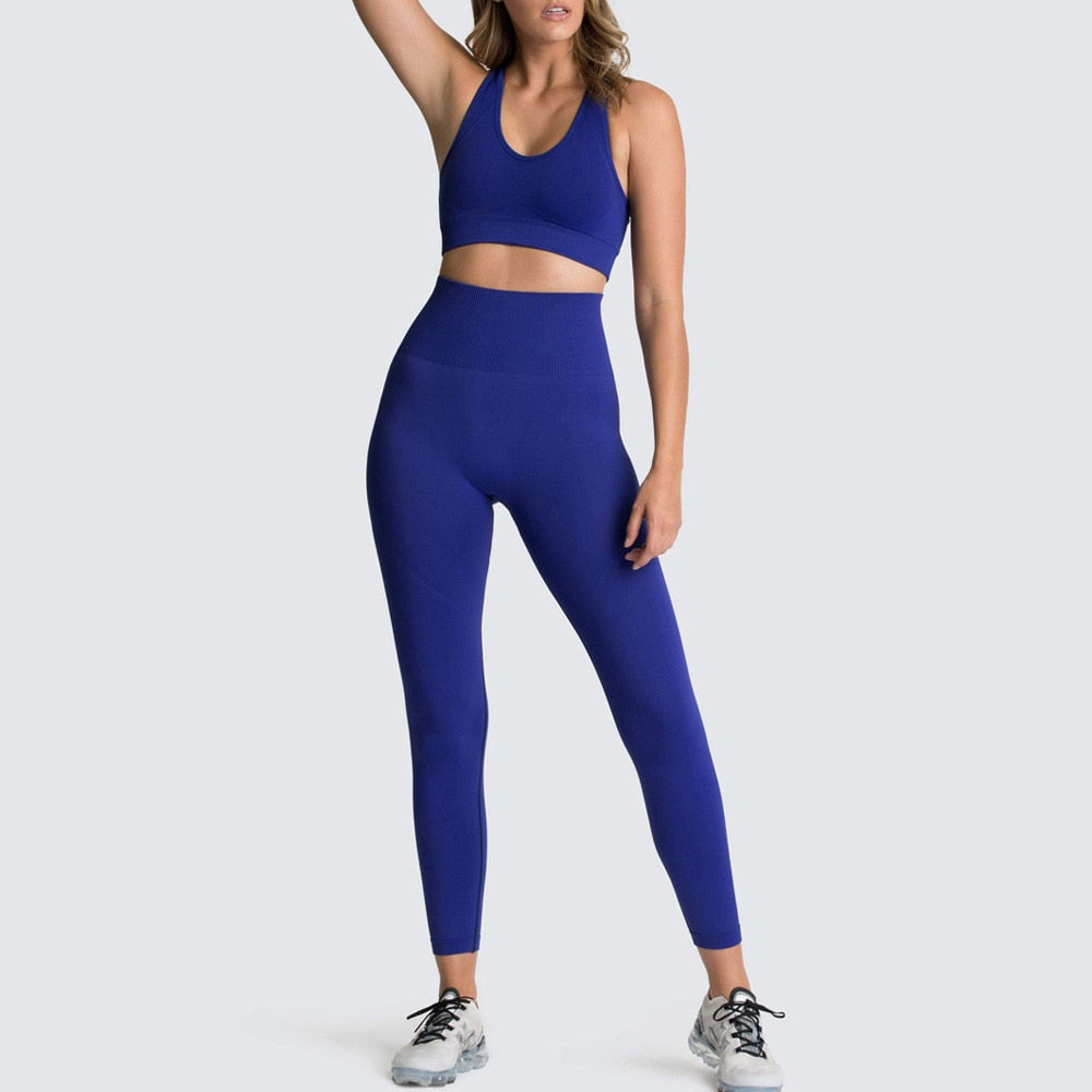 Seamless Gym Set Nylon Woman Sportswear 2 Piece Exercise Leggings Padded Sports Bras Women Fitness Wear Yoga Sets Sports Suits-1