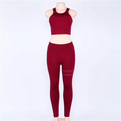 High Waist 2 Piece Fitness Set Women New Seamless Leggings Push Up Yoga Suit Woman Gym Running Sportswear For Ladies-7