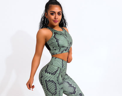 2 Piece Sexy Snake Print Yoga Set Women Workout Gym Bras Sport Fitness Leggings Ropa Deportivas Mujer Running Ladies Suit-2