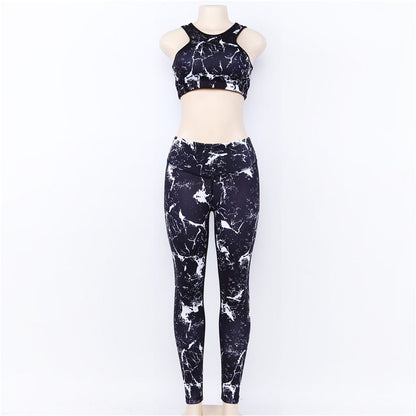 Sport Suit 3D Print Fitness Suit Leggings Breathable Yoga Set Sexy Running Workout Sportswear Tracksuit For Women Gym Clothing-1