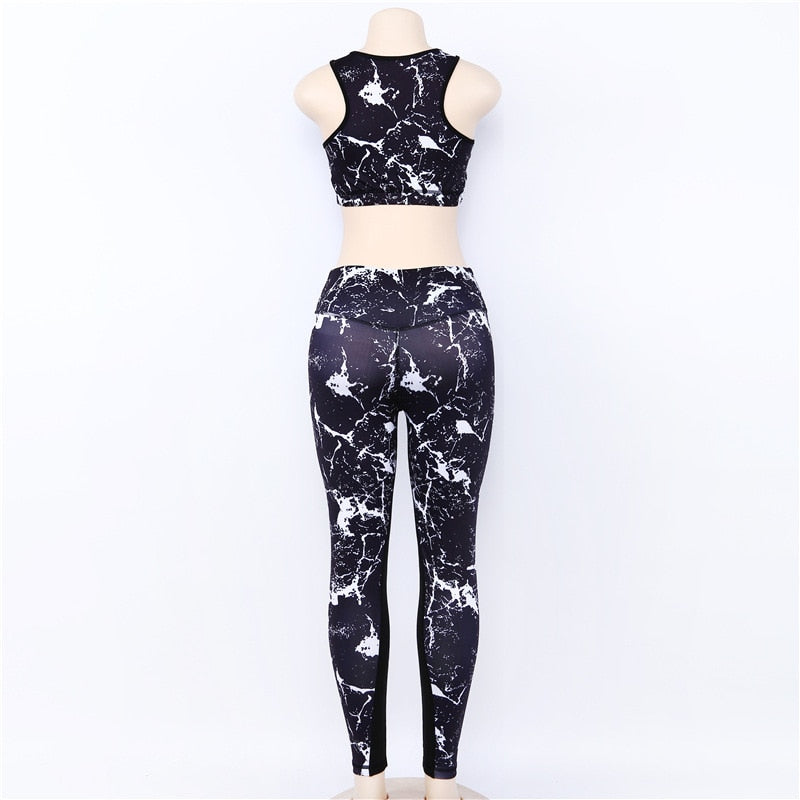 Sport Suit 3D Print Fitness Suit Leggings Breathable Yoga Set Sexy Running Workout Sportswear Tracksuit For Women Gym Clothing-3