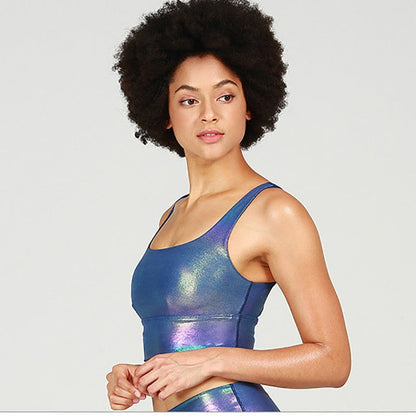 GOLD STAMPING Shockproof Running Yoga Sports Bras Crop