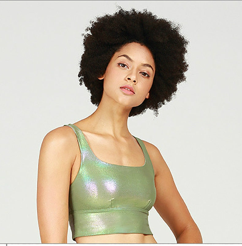 GOLD STAMPING Shockproof Running Yoga Sports Bras Crop