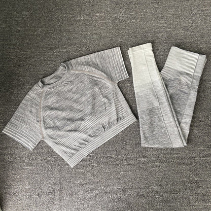 Autumn Yoga set Women Gym Clothes Seamless Fitness Sportswear Tracksuit Short Sleeve Top Leggings Pants Workout Clothing Outfits-11