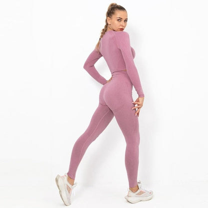 Autumn Yoga set Women Gym Clothes Seamless Fitness Sportswear Tracksuit Long Sleeve Shirts Leggings Workout Clothing Outfits-11
