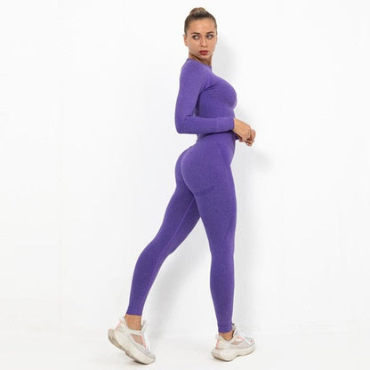 Autumn Yoga set Women Gym Clothes Seamless Fitness Sportswear Tracksuit Long Sleeve Shirts Leggings Workout Clothing Outfits-5