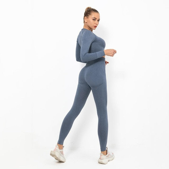 Autumn Yoga set Women Gym Clothes Seamless Fitness Sportswear Tracksuit Long Sleeve Shirts Leggings Workout Clothing Outfits-15