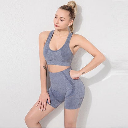 Seamless Yoga Set Women Gym Clothes Bra And Shorts Sportswear Running Dance Training Suit Patchwork Fashion Tracksuit Casual-5