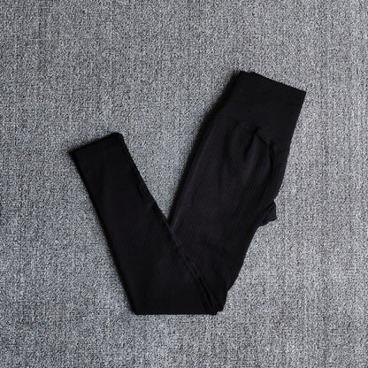 Women's Sportswear Yoga Sets Ribbed Seamless Long Sleeve Workout Clothes for Women High Waist Sports Legging Long Sleeve Top-5