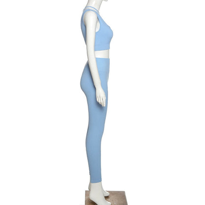 Seamless Solid Yoga Set Women Gym Clothes One Shoulder Crop Top Legging Sexy Fitness Sportswear Suit Running Workout Tracksuit-2