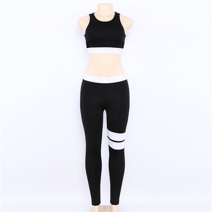 Women Tracksuit Solid Yoga Set Patchwork Running Fitness Jogging T-shirt Leggings Sports Suit Gym Sportswear Workout Clothes S-L-2