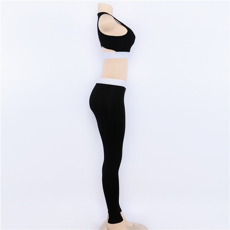 Women Tracksuit Solid Yoga Set Patchwork Running Fitness Jogging T-shirt Leggings Sports Suit Gym Sportswear Workout Clothes S-L-3