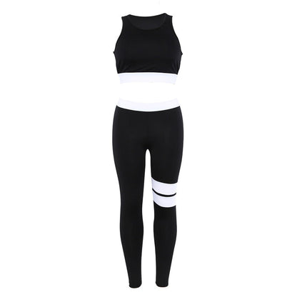 Women Tracksuit Solid Yoga Set Patchwork Running Fitness Jogging T-shirt Leggings Sports Suit Gym Sportswear Workout Clothes S-L-1