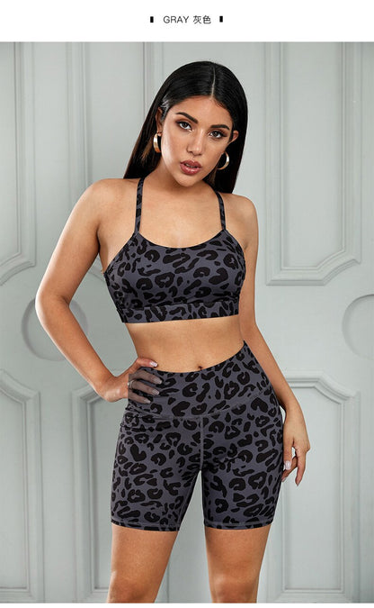 Seamless Leopard Yoga Sets Women Gym Clothes Bra Top And Leggings Shorts Sexy Fitness Sportswear Suit Running Workout Tracksuit-3