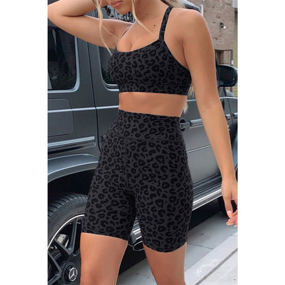 Seamless Leopard Yoga Sets Women Gym Clothes Bra Top And Leggings Shorts Sexy Fitness Sportswear Suit Running Workout Tracksuit-4