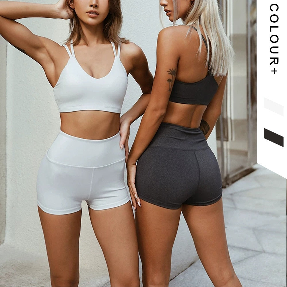 Seamless Solid Yoga Sets Women Gym Clothes Bra Top And Shorts Sexy Fitness Sportswear Suit Running Workout Energy Tracksuit-2