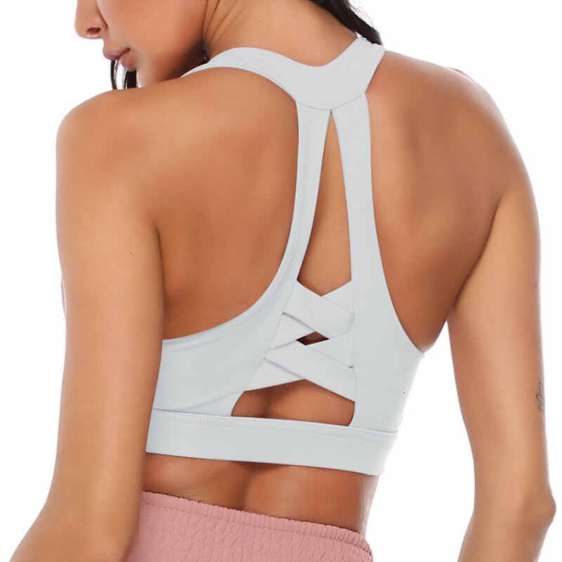 Solid Yoga Gym Bras Sports Push Up Stretchy Breathable Crop Top Running Straining Vest Fitness Underwear Top Fashion Fitness Bra-5