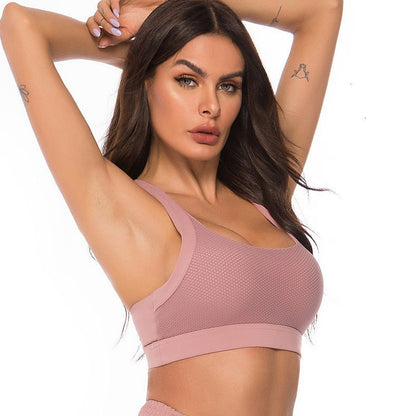 Solid Yoga Gym Bras Sports Push Up Stretchy Breathable Crop Top Running Straining Vest Fitness Underwear Top Fashion Fitness Bra-2