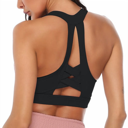 Solid Yoga Gym Bras Sports Push Up Stretchy Breathable Crop Top Running Straining Vest Fitness Underwear Top Fashion Fitness Bra-7